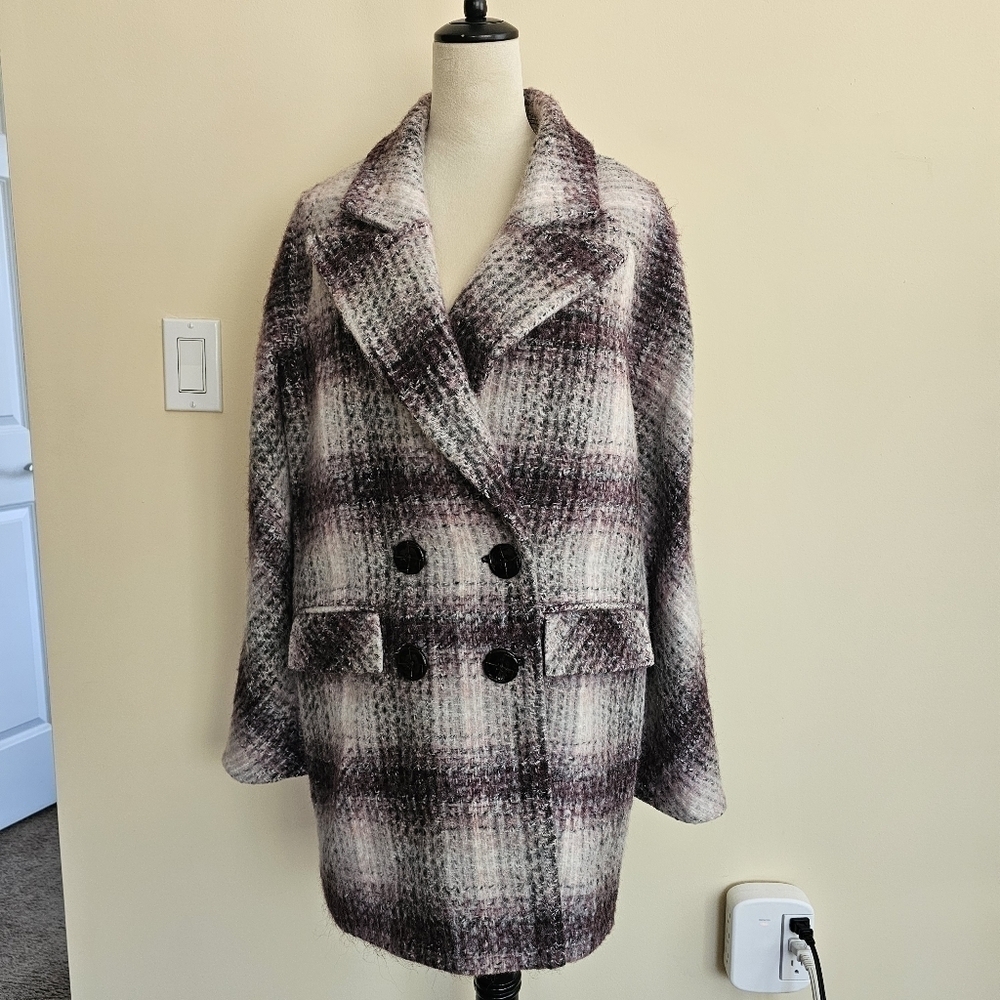 NWT Veronica Beard wool blend Deena Dickey Plaid Coat size M - Picture 2 of 10